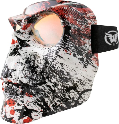 Global Vision Skull Mask Goggles - Full Face Coverage with Clear Red Coated Mirror Lenses
