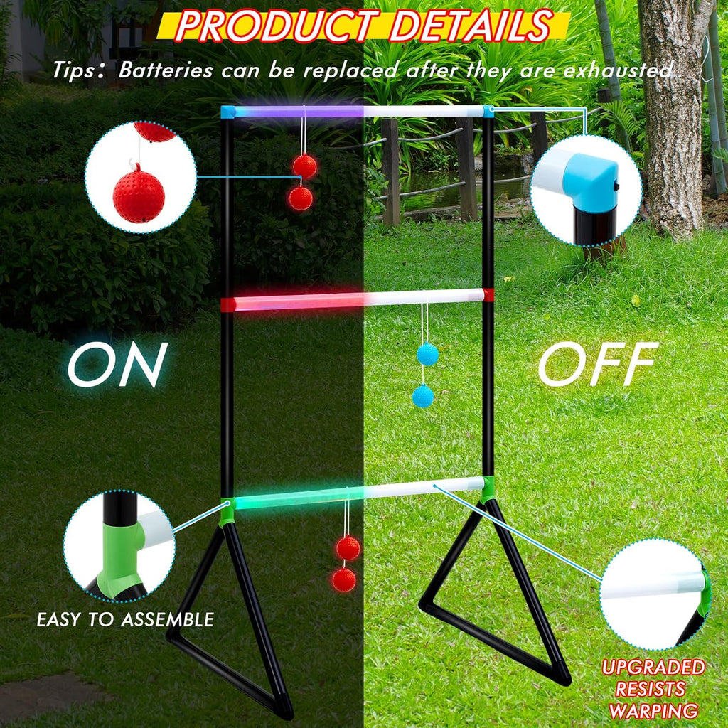 Sosation Light Up Ladder Ball Set - Glow In The Dark Toss Game with 6 LED Balls & Carry Bag | Outdoor Fun
