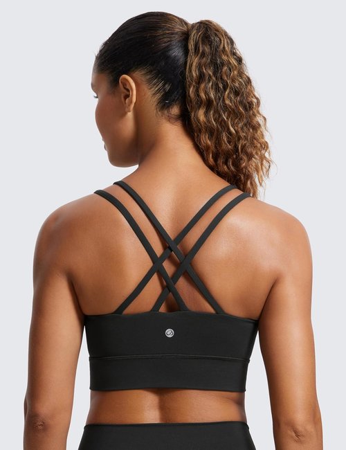 CRZ YOGA Longline Sports Bra - Soft Butterluxe Fabric with Double Spaghetti Straps | Women's Yoga Crop Top