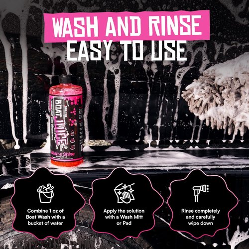 Boat Juice Boat Wash & Shine - pH Neutral Soap for Fiberglass & Vinyl | Complete Wash Kit with HydroSuds Sprayer & XL Microfiber Towel | Bubble Gum Scent | Made in USA