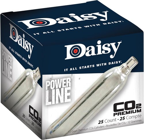 Daisy CO2 Cylinder - 25 Count Silver 12g Pack | Ideal for Regular Shooters & Training Sessions