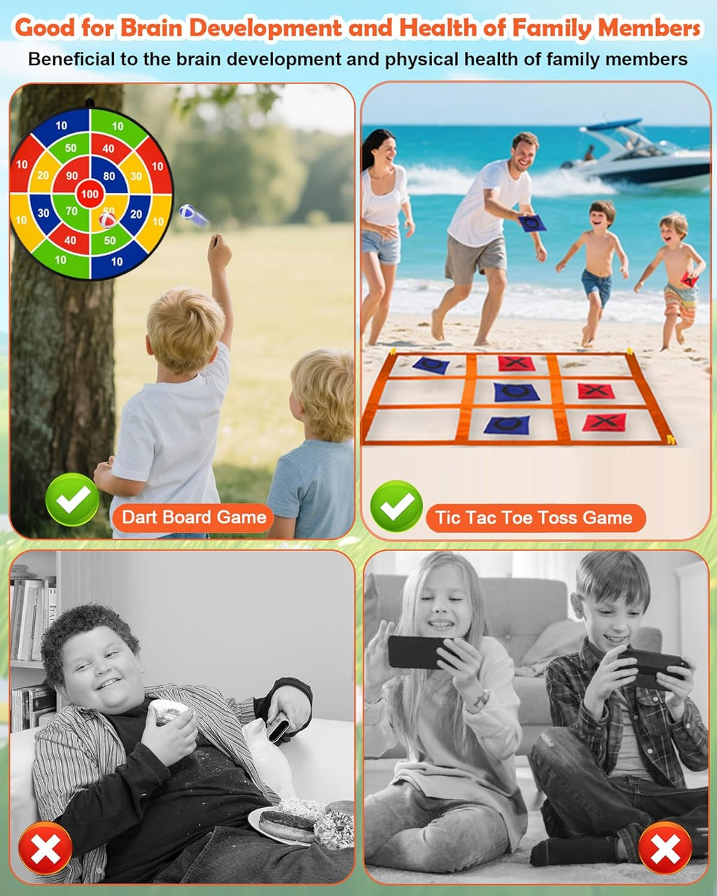 Skiennix 2-in-1 Outdoor Giant Tic Tac Toe & Bean Bag Toss Game - Fun for Kids & Adults | Perfect for Yard Parties