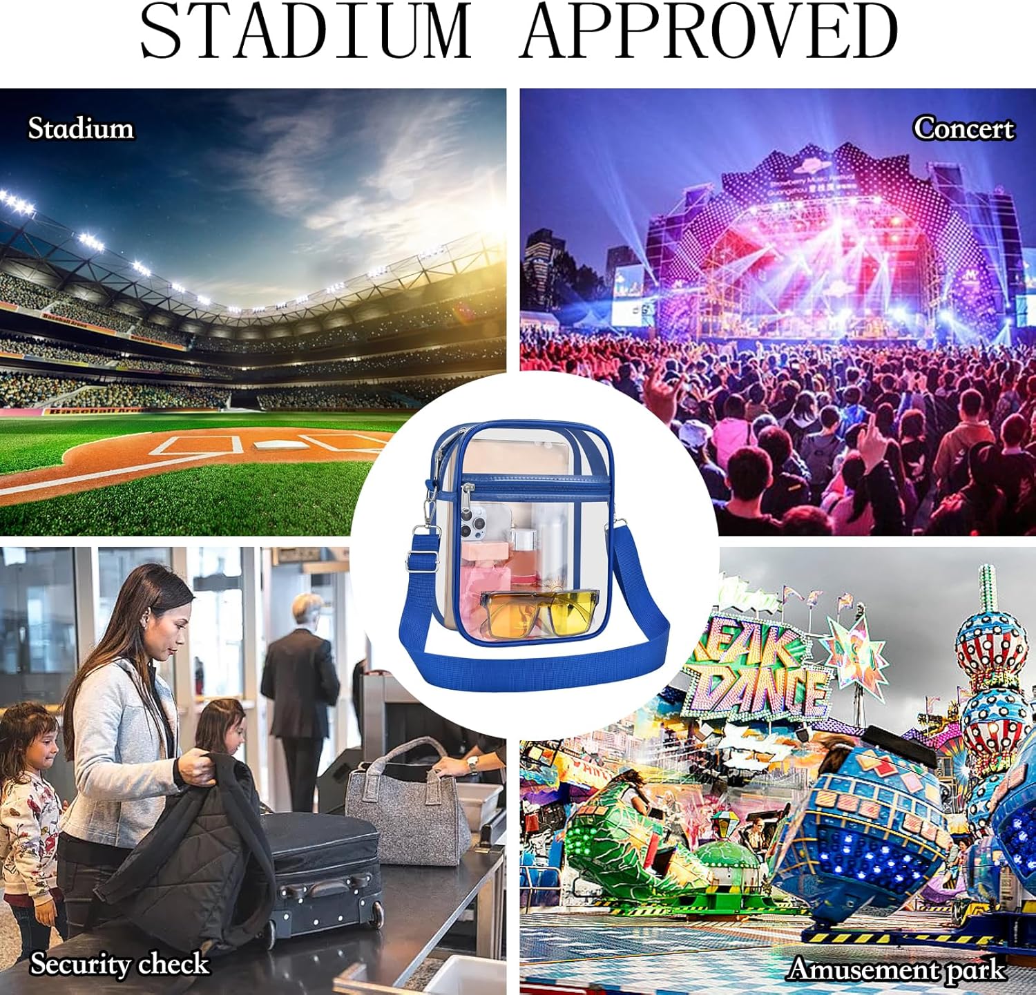 USPECLARE Clear Purse - Stadium Approved Transparent Messenger Bag for Men & Women | Crossbody Design