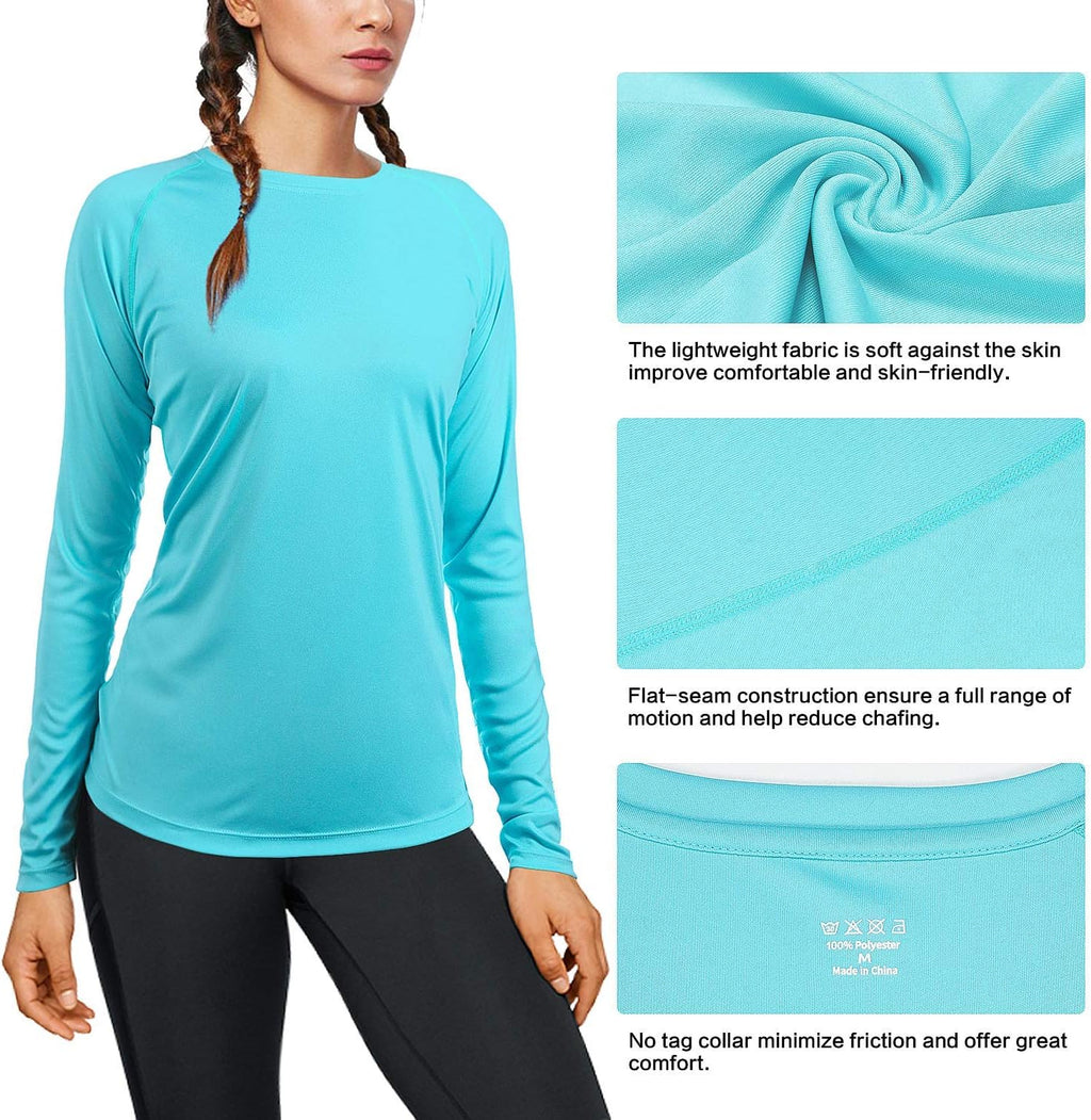 Skiennix Women's UPF 50+ Long Sleeve Workout Shirt - Quick Dry UV Sun Protection | Size L