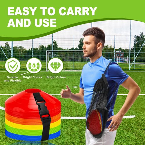 **Ashsajkd Agility Soccer Cones Set - 25/50/100 Cones with Carry Bag for Football & Basketball Training**