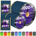 TECEUM Reflective Paracord Rope - Glow in The Dark Utility Rope for Survival | Available in 1000ft, 200ft, 100ft, 50ft