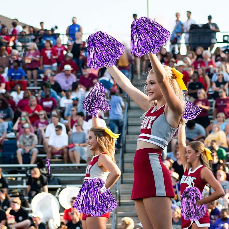 24 Pcs Metallic Cheerleading Pom Poms with Baton Handle - Purple (Variation of THIS listing)