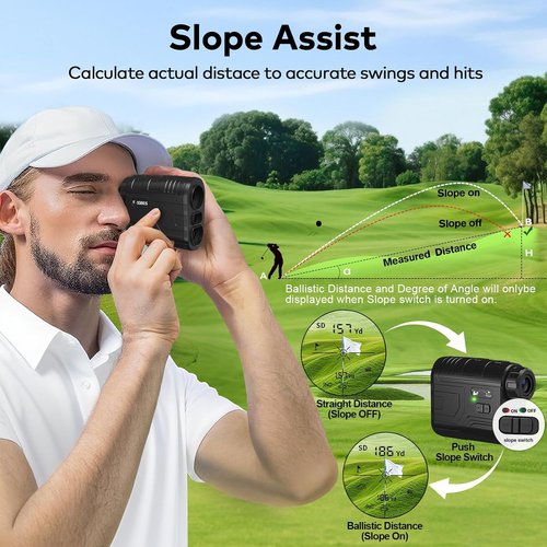 1200 Yards Range Finder Golf with Slope, 7X Magnification Range Finder, Lightweight Portable Rechargeable Rangefinder, Flag Lock Vibration, Switch for Legal, Range Finders for Golf Accessories
