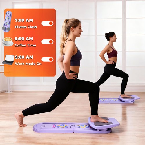 AVOCARDIO Foldable Pilates Reformer Board - Multifunctional 10-in-1 Set - Home Workout Equipment - Portable Home Gym Pilates Kit with Towel, Resistance Bands and Pilates Socks - Push Up and Abs Board
