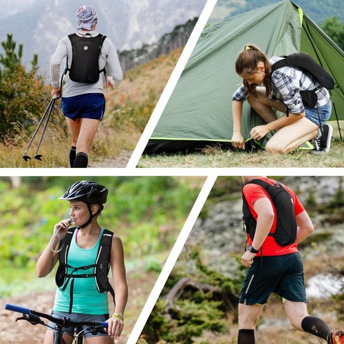 MIAOJIE Hydration Backpack with 2L Water Bladder Bag, Lightweight and Breathable Running Vest for Men, Adjustable Chest Straps Water Pack for Cycling Hiking Climbing Outdoor Rave for Women(Black)