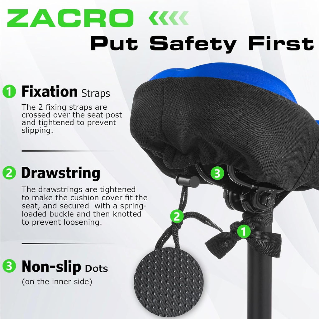 Zacro Bike Seat Cushion - Gel Padded Cover for Ultimate Comfort | Fits Peloton & Indoor/Outdoor Bikes
