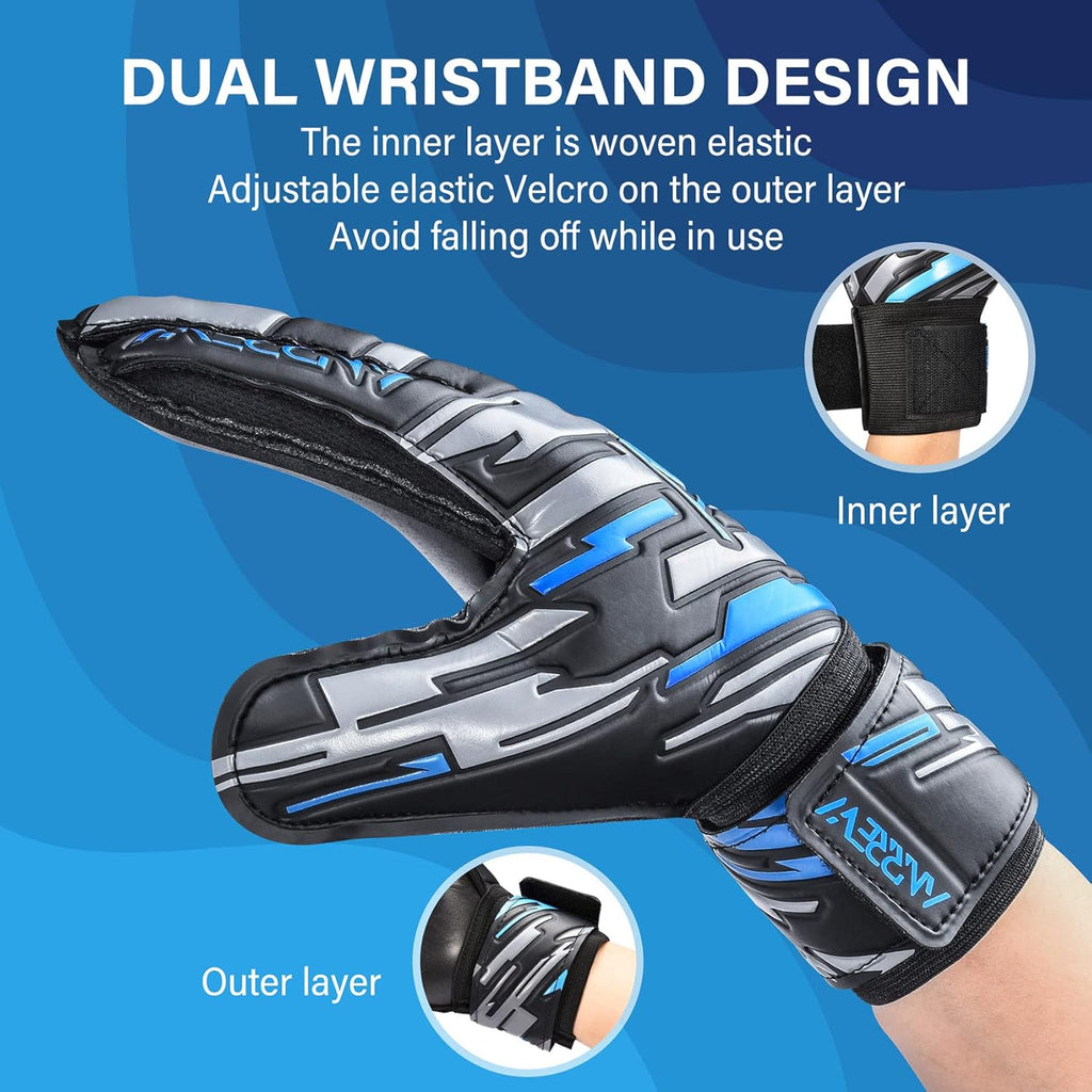 Skiennix Soccer Goalie Gloves - Finger-Save & Double Wrist Protection | Youth, Kids & Adult Sizes