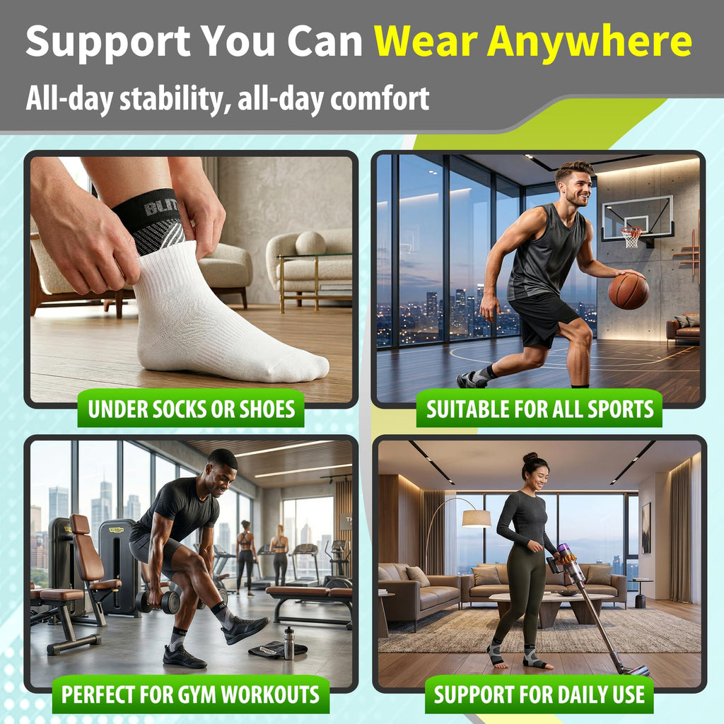BLITZU Compression Socks for Plantar Fasciitis, Achilles Tendonitis, Arthritis Relief, Ankle Brace Compression Sleeve with Foot Arch Support, Ankle Wrap for Women, Men, Swelling & Heel Pain White XXL