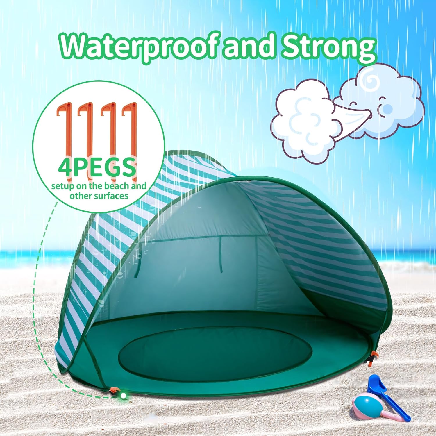 Skiennix Baby Beach Tent - Portable Sun Protection Shelter for Boys & Girls | Aqua Green
