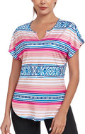 Skiennix Women's V-Neck Workout Shirt - Quick Dry Yoga Top with Side Split Design