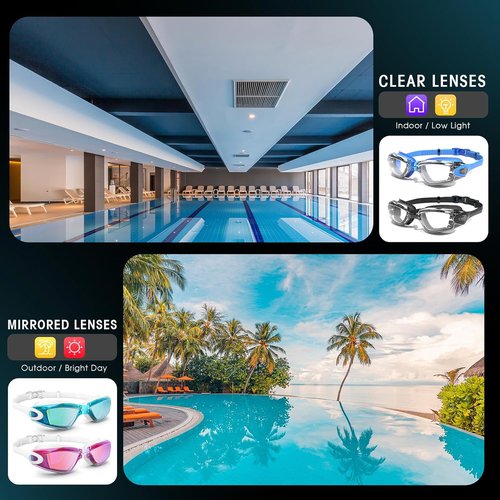 Braylin Swim Goggles - Anti-Fog, Leak-Proof Design for Adults & Youth | 2-Pack Set