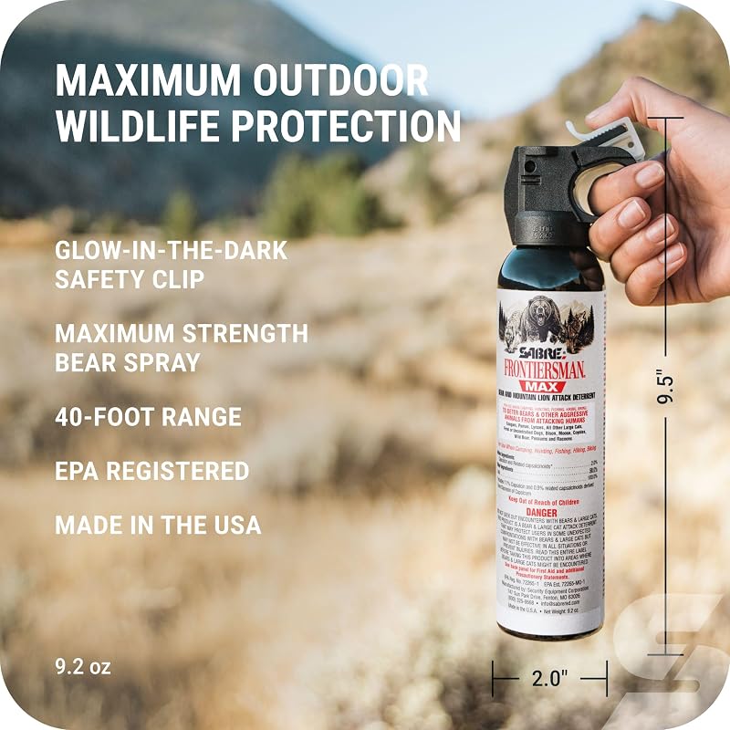 Bear Spray with Belt Holster - 9.2 oz, 2.0% CAPSAICINOIDS, 40 ft Range, EPA Registered