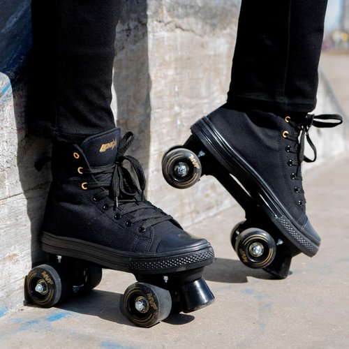 Lenexa MVP 2.0 Roller Skates for Kids and Adults | Roller Skate Shoes for Men and Women | Outdoor High-Top Sneaker Roller Shoes | Full Lace Up Ankle Support | Black (Ladies 4)