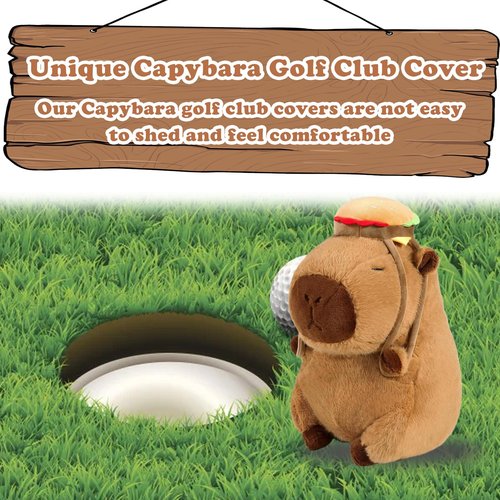 Funny Hamburger Backpack Capybara Golf Club Head Cover, Small Size Fits Hybird and Irons, Large Size Fits Standard 460cc Driver Head, Plush Animals Golf Headcover Gift for Men Women