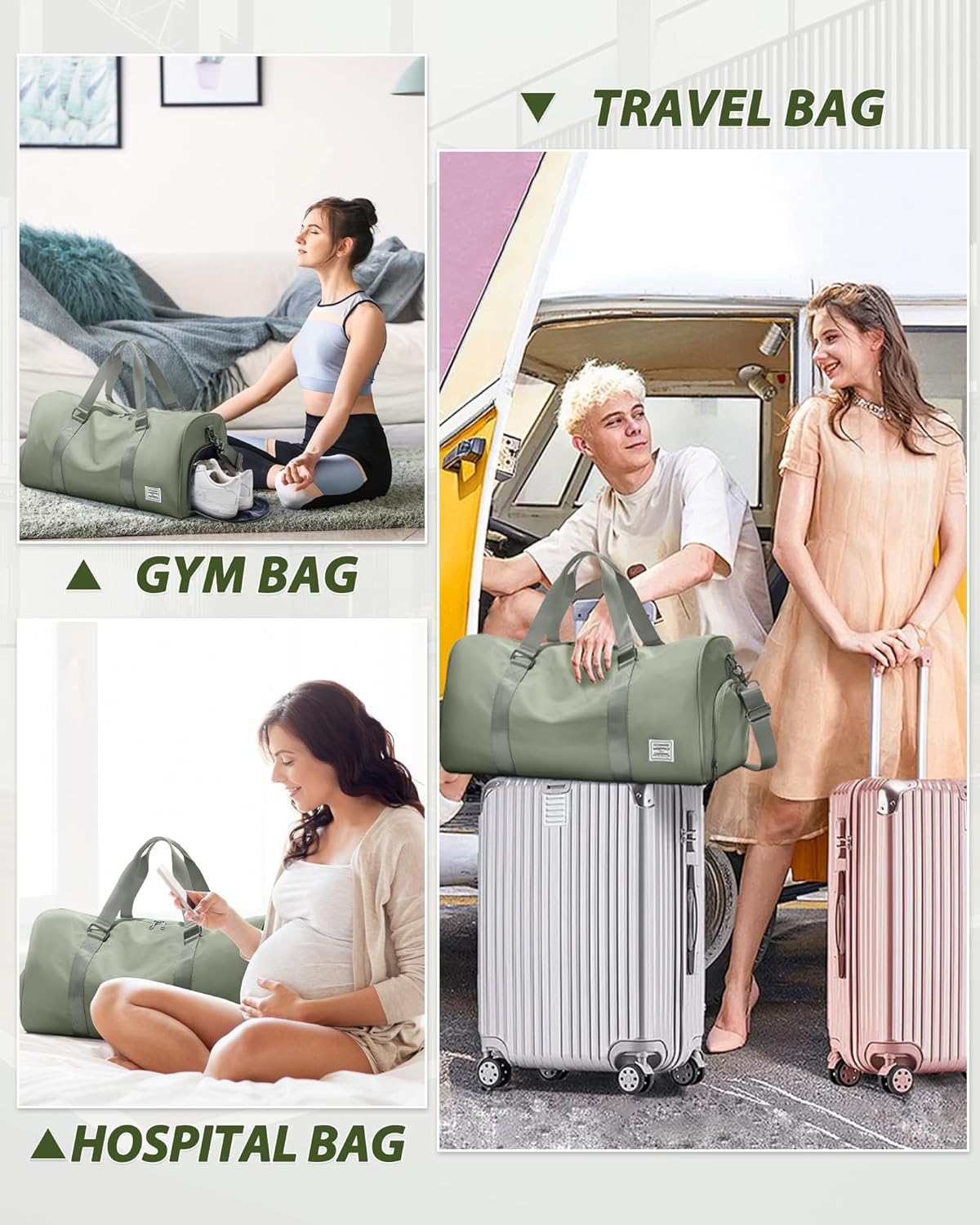 Skiennix Women's Gym Bag - Stylish Travel Duffel Tote for Weekend Getaways | Versatile & Spacious