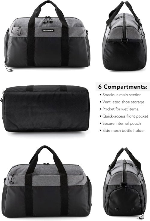 Fitgriff® Gym Bag V2 - Versatile Duffle Bag with Shoe & Wet Compartment for Travel, Sports & Fitness