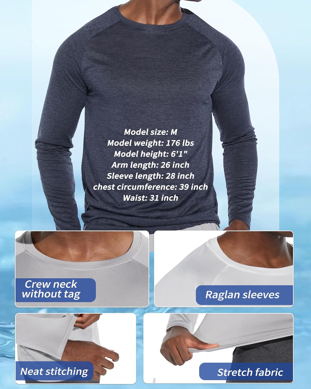 Skiennix 3-Pack Long Sleeve Workout Shirts for Men - Moisture-Wicking & Lightweight Design