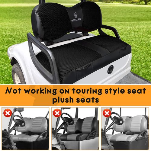 Golf Cart Seat Covers Fits Yamaha G29/Drive2 Standard Seat Cushion,Cooling Mesh Fabric and Vinyl Leather Yamaha Seat Covers with Pockets,No Stapler Needed Replacement Front Seat Cover(Black)