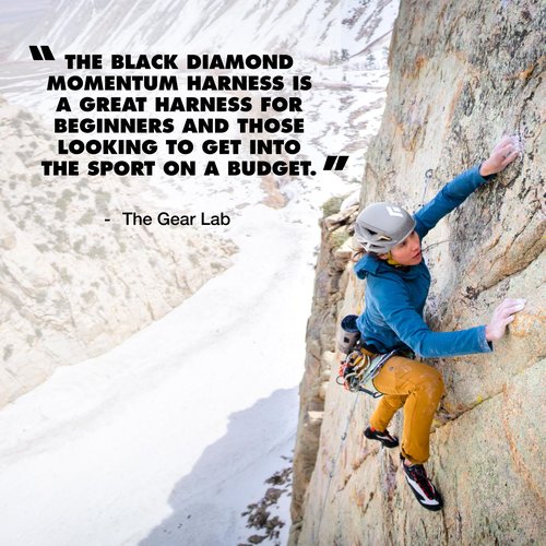 BLACK DIAMOND Women’s Momentum Rock Climbing Harness | Dual Core Construction | Adjustable Waist & Leg Loops | Lightweight Comfort | Baja Sunrise | Medium