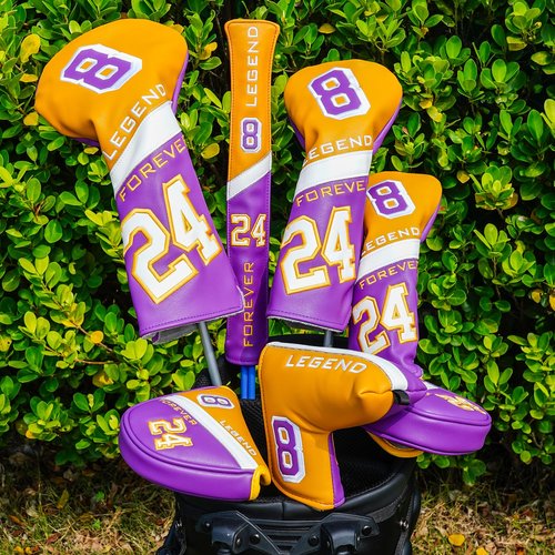 LZFAN Golf Club Head Covers Driver Fairway Wood Hybrid Mallet Blade Putter Golf Club Headcover Protector Embroidered Leather No.24