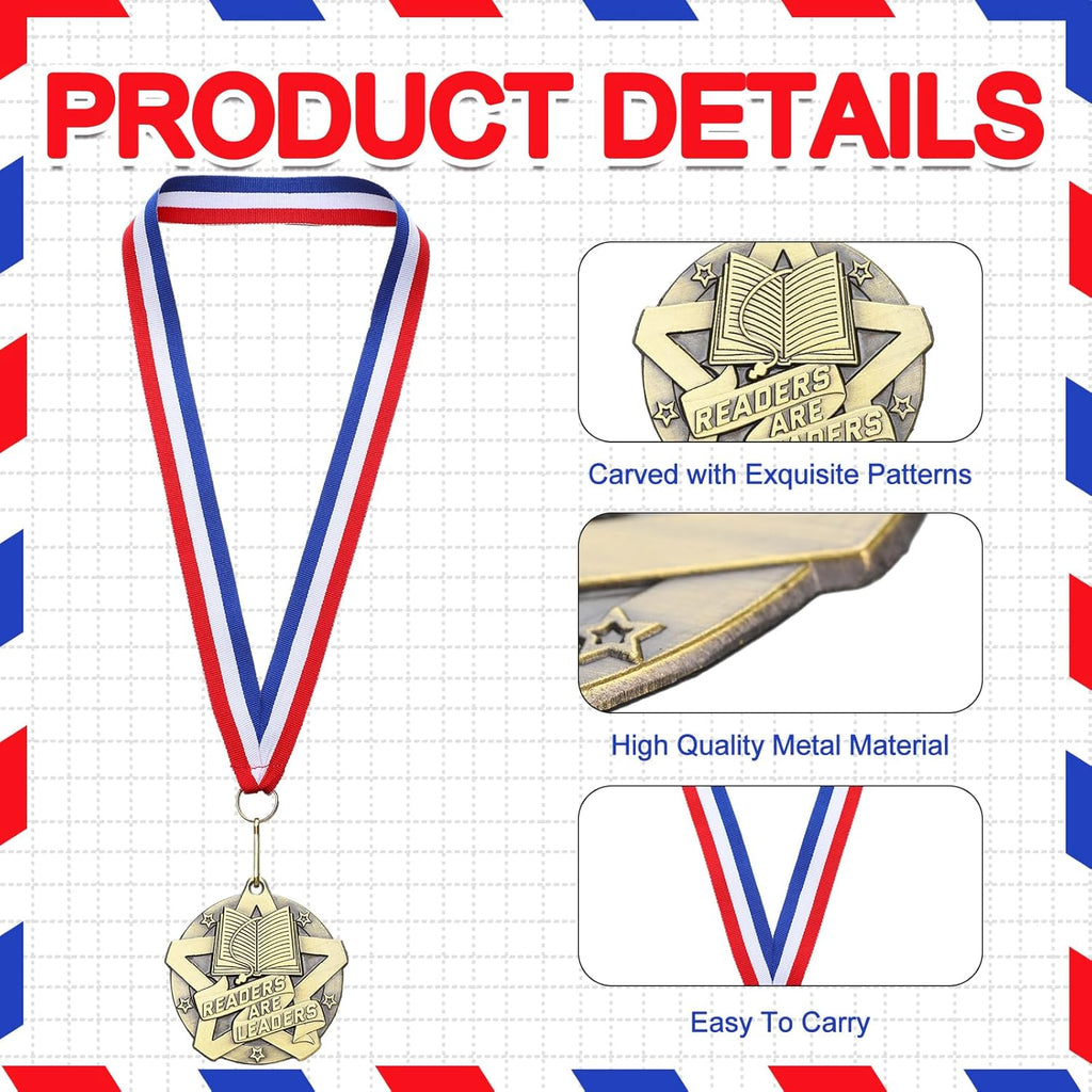 Quelay 30 Pcs Award Medals - 2 Inch Metal Trophies with Neck Ribbons for Tournaments & Competitions