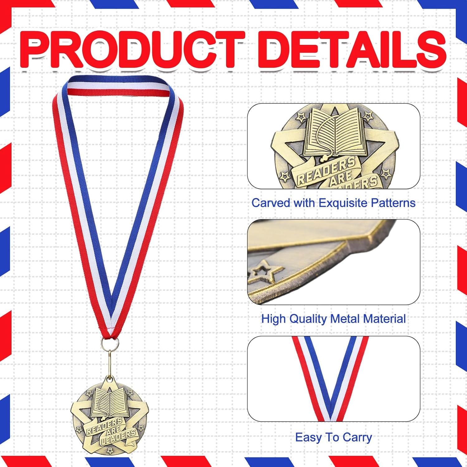 Quelay 30 Pcs Award Medals - 2 Inch Metal Trophies with Neck Ribbons for Tournaments & Competitions