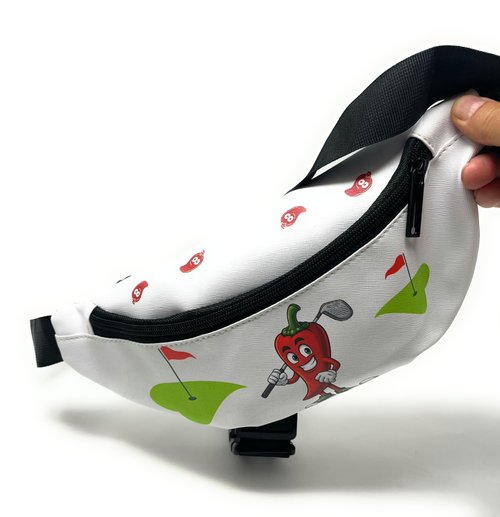 Hot Shot Sling Golf Bag, Waist Pack with Zipper Pouches for Scorecard, Golf Balls, Accessories, Red Hot Pepper Design
