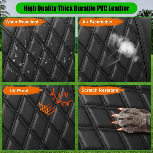 LEAPGOMAX Club Car DS Pre-2000 Golf Cart Seat Cover Thick Premium Marine Leather Made with Custom Diamond Stripe Soft Comfortable/Anti-Scratch/Anti-Fading/NO Stapler Required