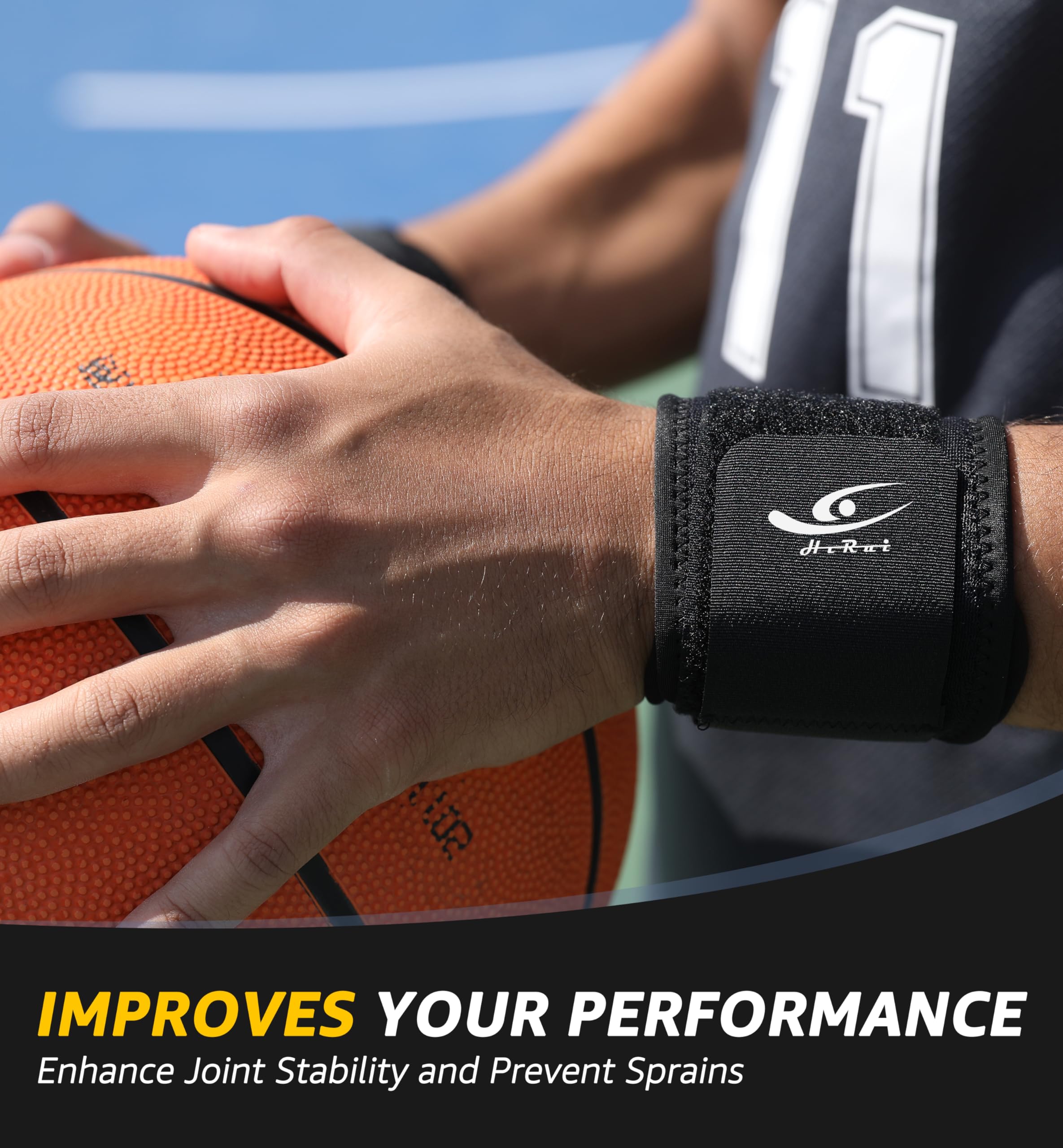 HiRui Wrist Compression Strap Wrist Brace Wrist Wraps for Fitness, Weight Lifting, Tendonitis, Carpal Tunnel Arthritis, Pain Relief, Great Support for Men Women, Adjustable (2 PCS)