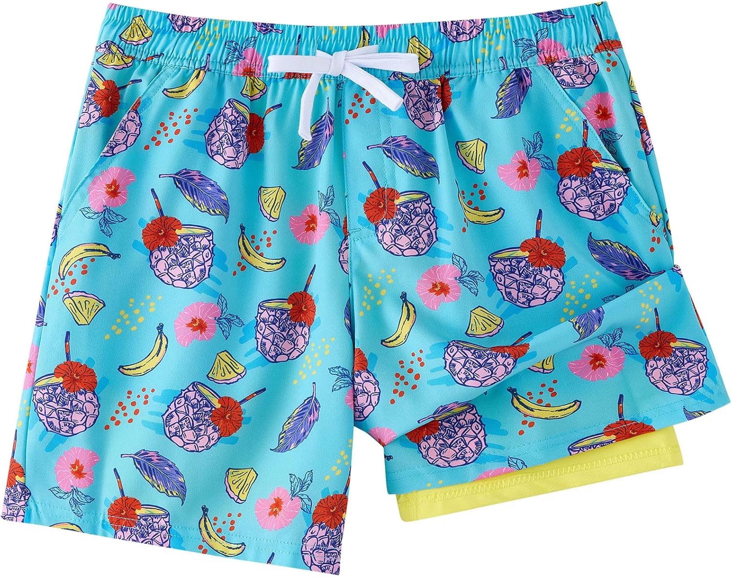 Skiennix Boys Swim Trunks - Quick-Dry Stretch Swim Shorts with Compression Liner | Ages 5-12Y