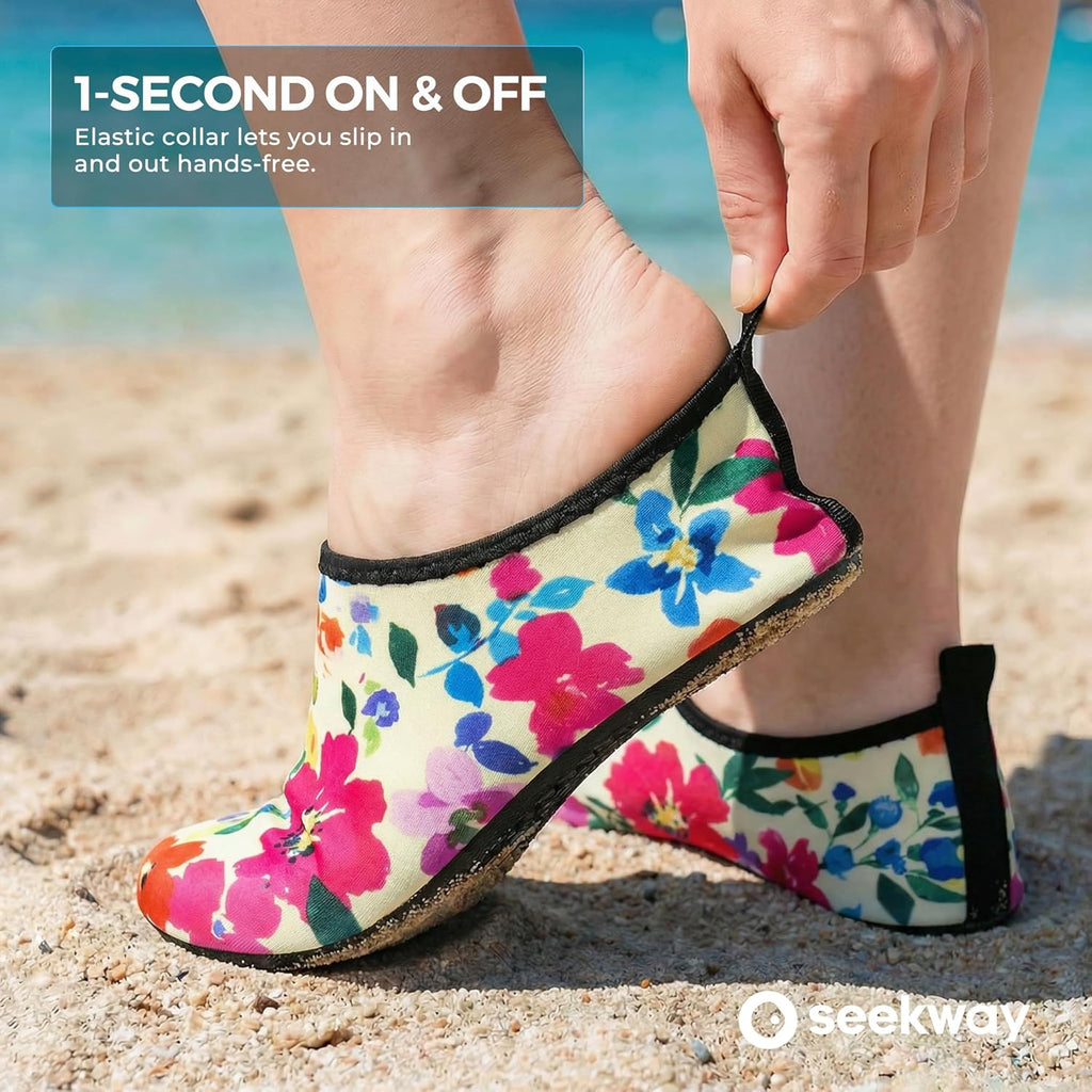 SEEKWAY Water Shoes - Quick-Dry Aqua Socks for Men & Women | Non-Slip Barefoot Design - Black SK002(U)