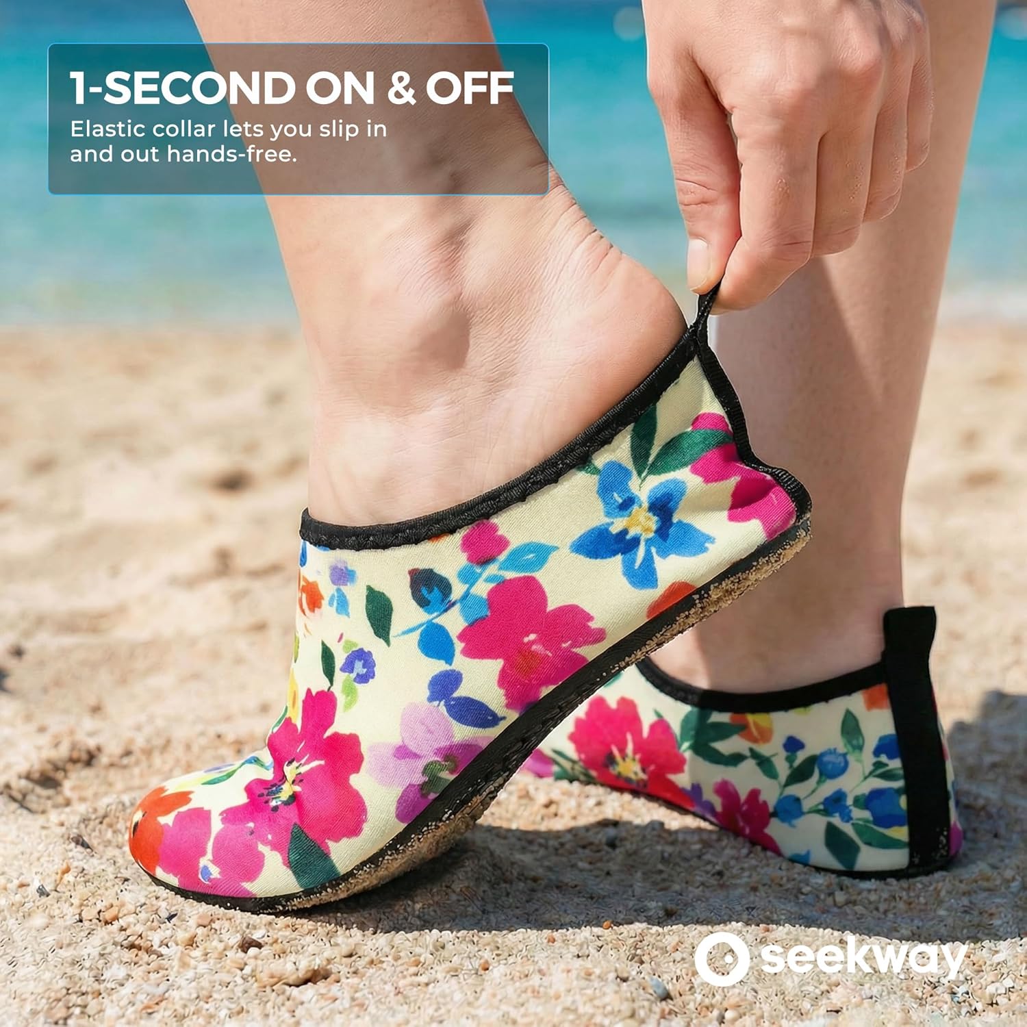 SEEKWAY Water Shoes - Quick-Dry Aqua Socks for Men & Women | Non-Slip Barefoot Design - Black SK002(U)