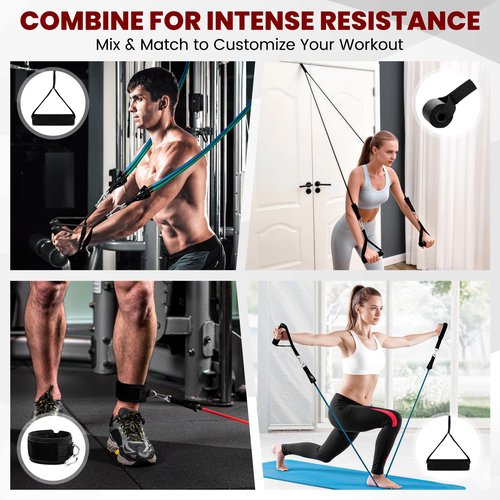 CRUNCHQUENCH Resistance Bands Set (11-Pack) – Tube Exercise Bands with Handles, Door Anchor & Carry Bag | Home Gym Fitness Equipment for Men & Women | Strength Training, Physical Therapy & Workouts