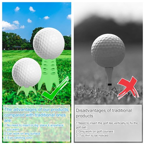 XIHIRCD 30pcs Plastic Golf Tees, 15 Tall & 15 Short Golf Simulator Tees Golf Mat Tees Indoor & Outdoor Practice Golf Tees for Sportsman Golf Lovers Beginners (Black, Green, Pink)
