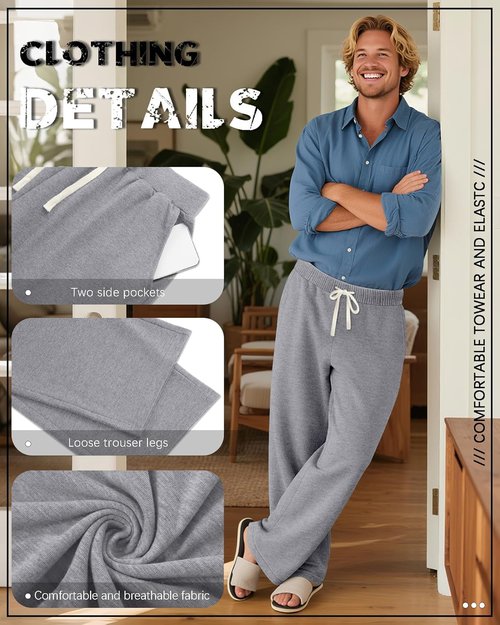 August Alley Big & Tall Men's Sweatpants - Open Bottom Athletic Pants with Drawstring & Pockets