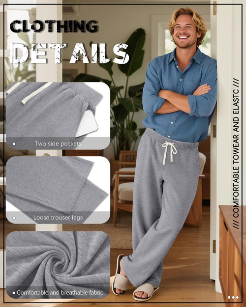 August Alley 3 Pack Big and Tall Men's Sweatpants Open Bottom Athletic Pants Drawstring Elastic Waist with Pockets(Mix Gray, Light Mix Gray, Black,X-Large)