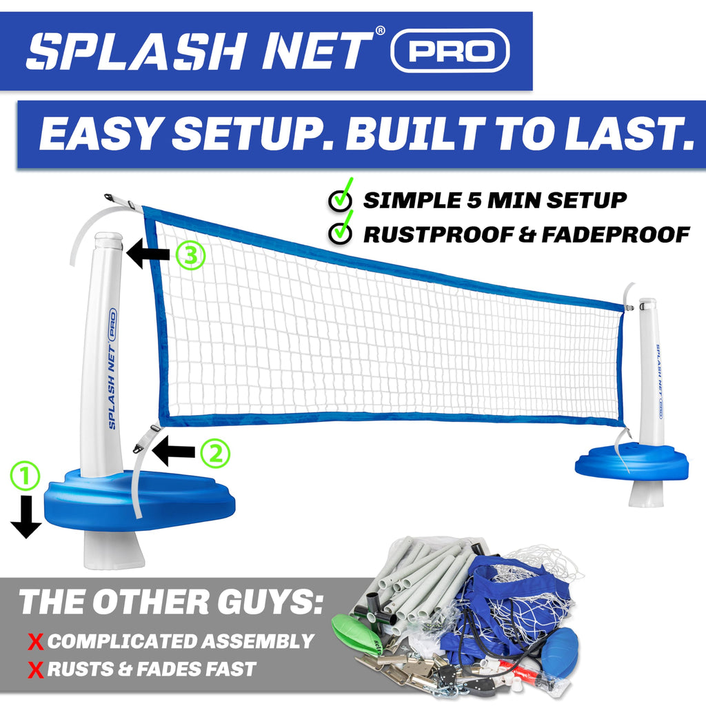 GoSports Splash Net PRO Pool Volleyball Net Includes 2 Water Volleyballs and Pump