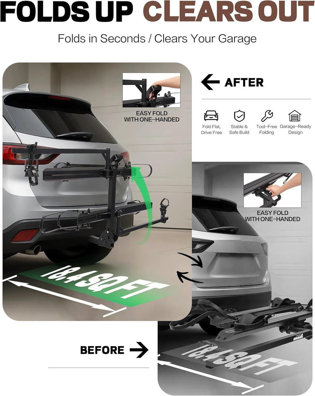 Young E-Bike Rack - Hitch Mount Platform for Cars & SUVs | Fits E-Bikes with 5-Inch Tires, 200 lbs Capacity