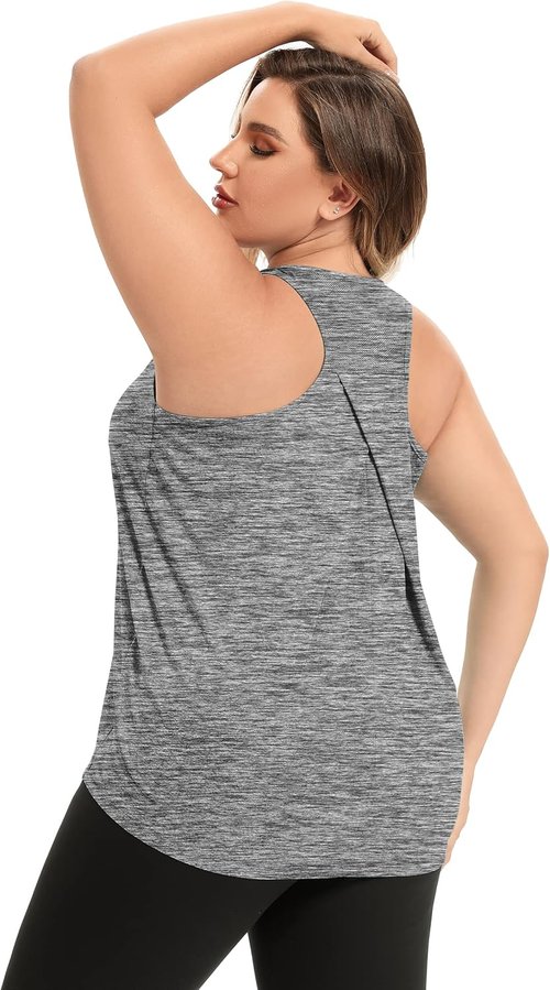 FOREYOND Plus Size Workout Tank Tops - Loose Fit Yoga Racerback Sleeveless Summer Shirts