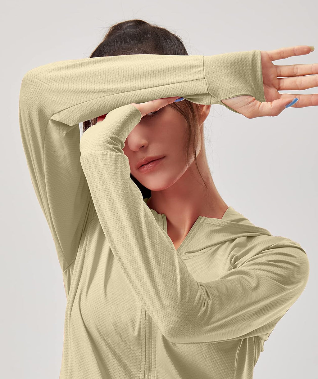 Soothfeel Women's Sun Protection Hoodie Jacket - Lightweight UPF 50+ Long Sleeve with Pocket for Outdoor Hiking