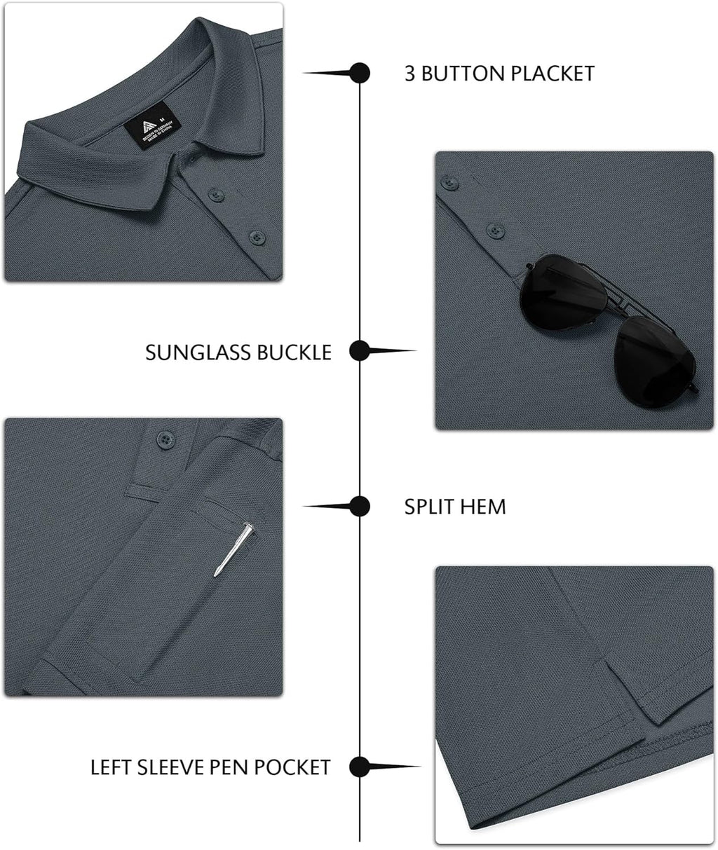 ZITY Men's Polo Shirts - 3 Pack Short Sleeve Golf Shirts with Moisture-Wicking Fabric