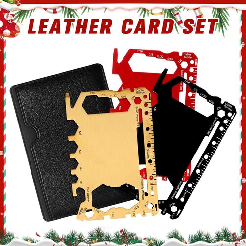 Cholemy 12 Pcs Credit Card Wallet Multitool 46 in 1 Metal Stainless Steel Survival Pocket Tool Multipurpose Bottle Opener Bulk for Men Christmas Stocking Stuffer Gift(Black, Red, Gold,Classic Style)