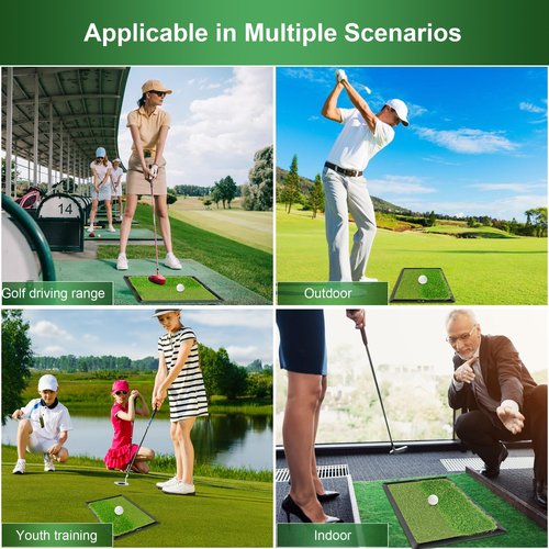 TROLLBIRD Dual-Turf Golf Hitting Mat with Replaceable Velvet Mat Golf Training Accessories for Swing Path Feedback 12.6"x16.5" Golf Practice Trainer Matt for Men Women Kids
