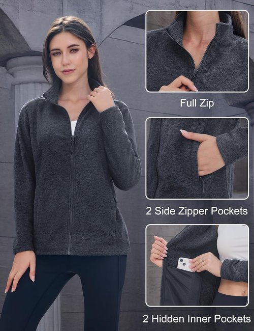 MAGCOMSEN Fleece Jacket for Women - Lightweight, Soft, Warm Winter Jacket with Pockets | Ideal for Outdoor Hiking