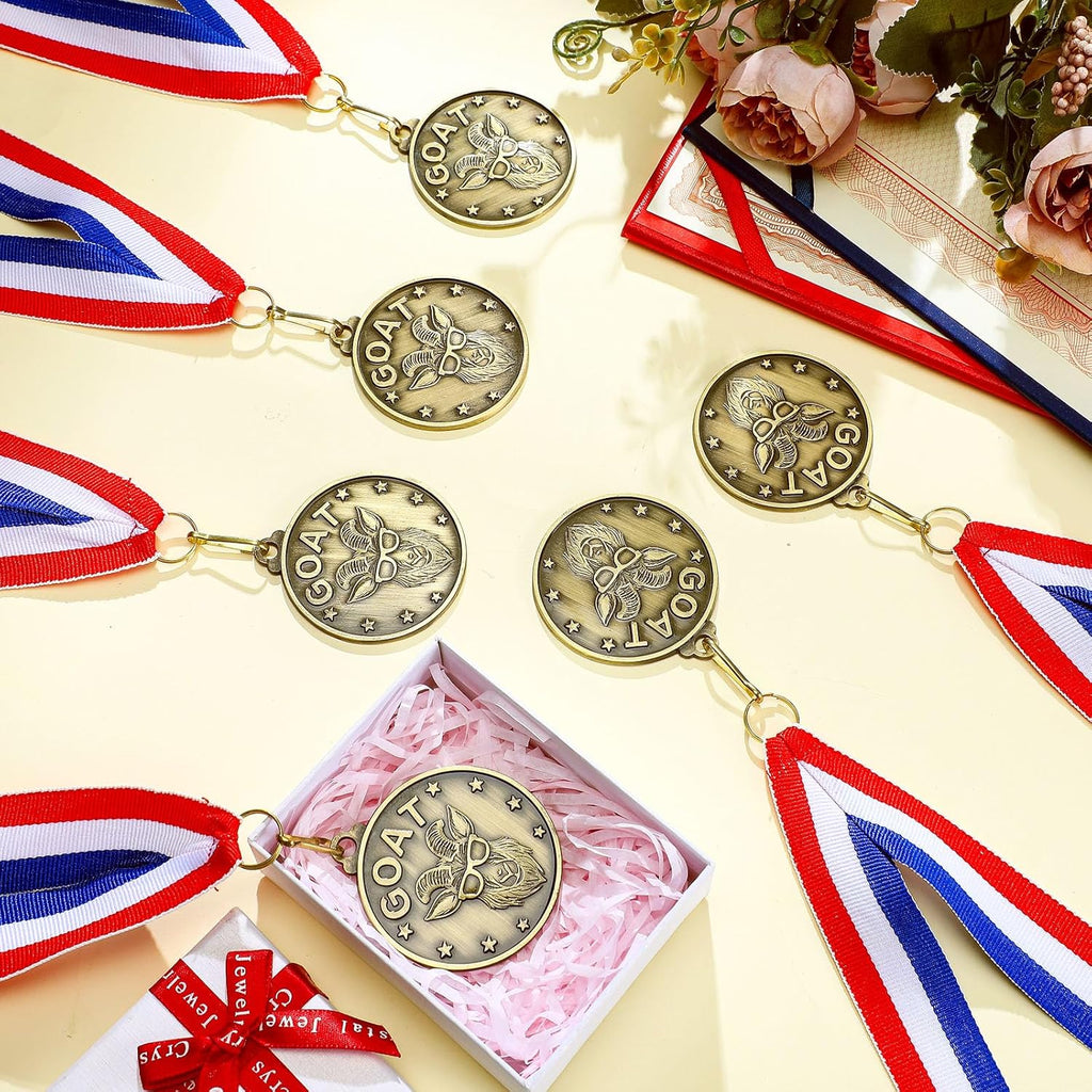 Remuuly Goat Medals - 30-60 Pcs MVP Awards with Neck Ribbon | Gold Champion Trophies for Sports Events